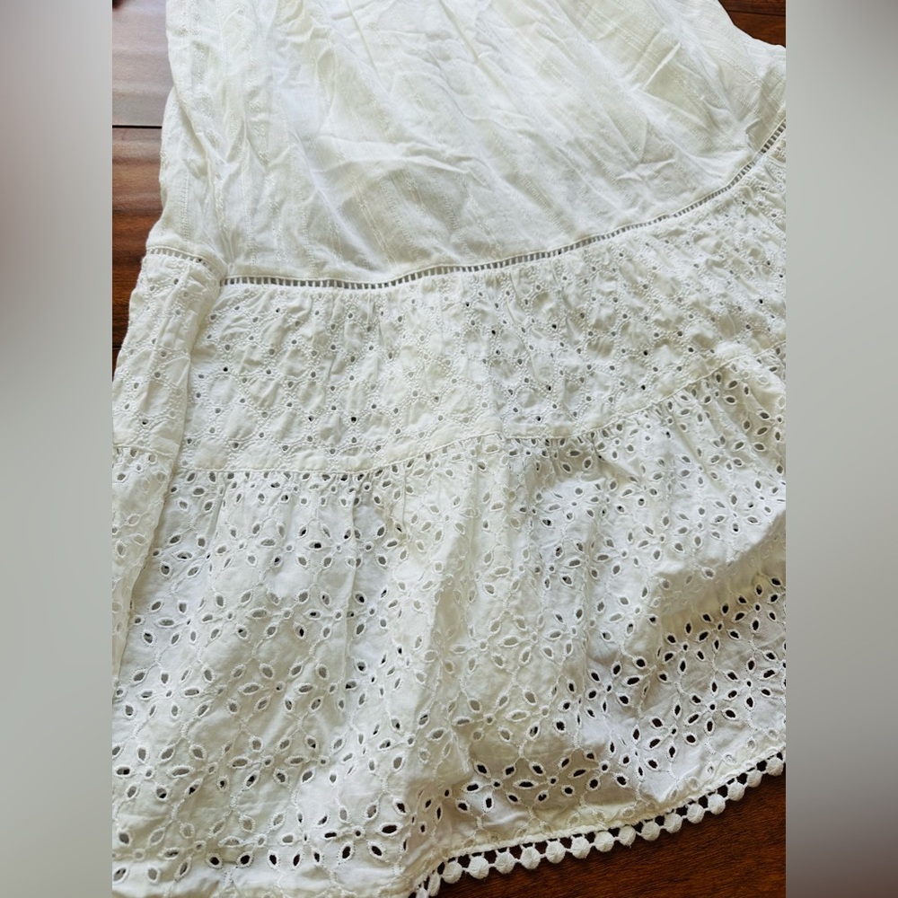 Cat & Jack Bundle White Eyelet Maxi Dress with Blue Ruffle Romper - Picture 5 of 11